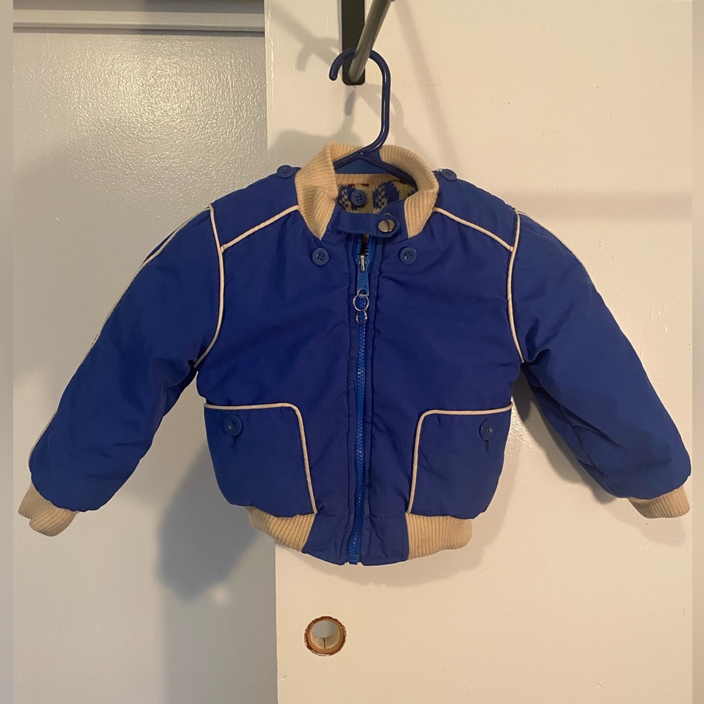 Vintage Blue Kids Jacket with Cream Accents